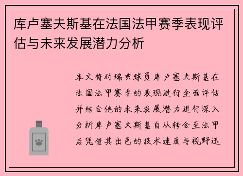 库卢塞夫斯基在法国法甲赛季表现评估与未来发展潜力分析